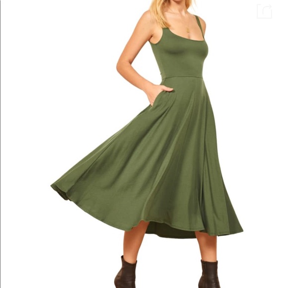 rou midi fit & flare dress reformation